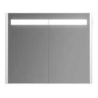 BLISS, Зеркальный шкаф с подсветкой, универсальный, 80см, белый, глянец