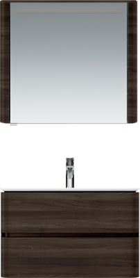 Sensation, зеркало, зеркальный шкаф, правый, 80 см, с подсветкой, табачный дуб, текстур